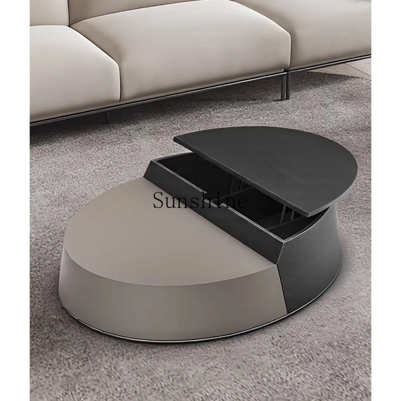 

Italian minimalist living room lifting storage side table bright lacquered veneer coffee table