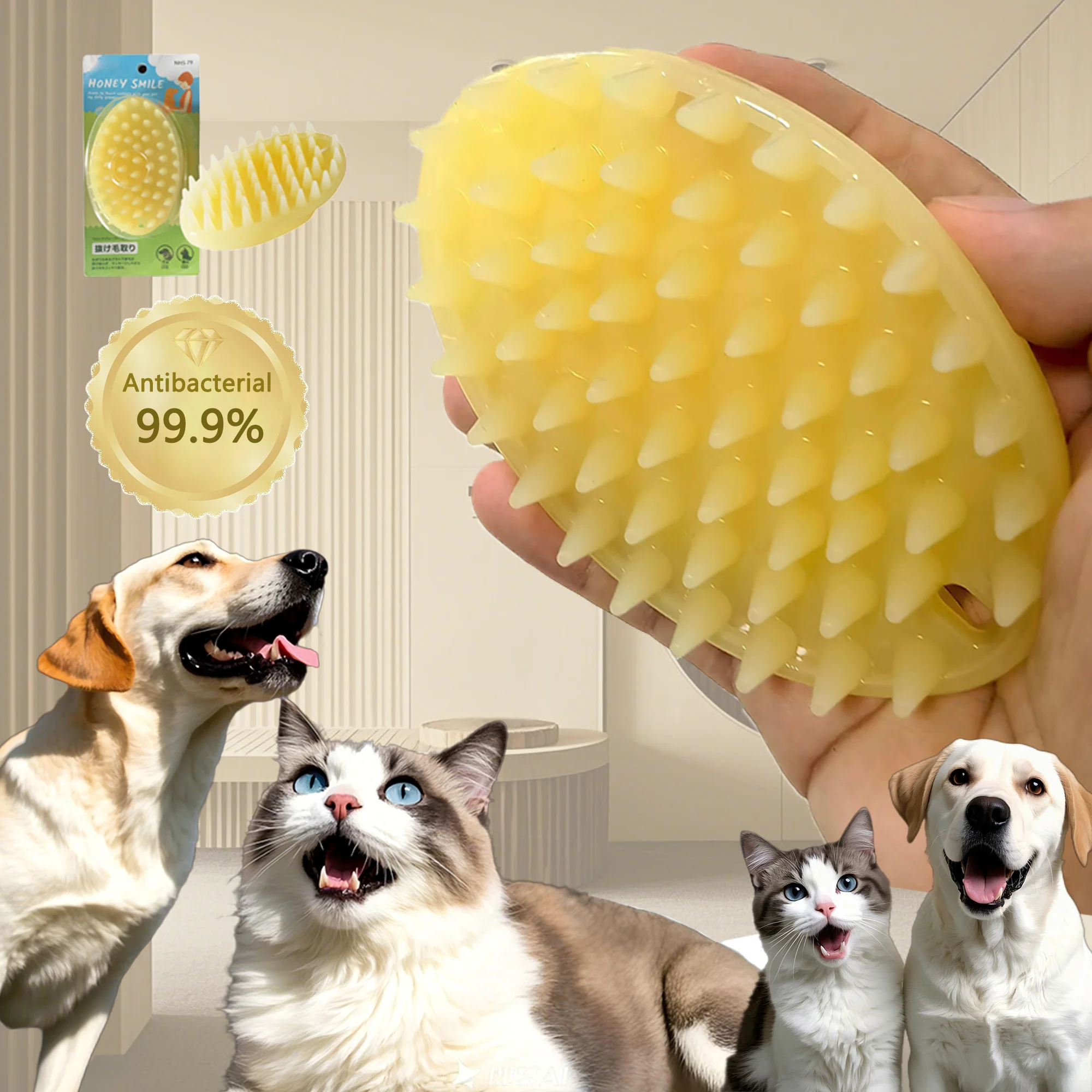 

Soft Gentle Silicone Bristles Dog Cat Massage Brush Combs Cleaner Puppy Hair Removal Slicker Brushes Wash Tools for Pets