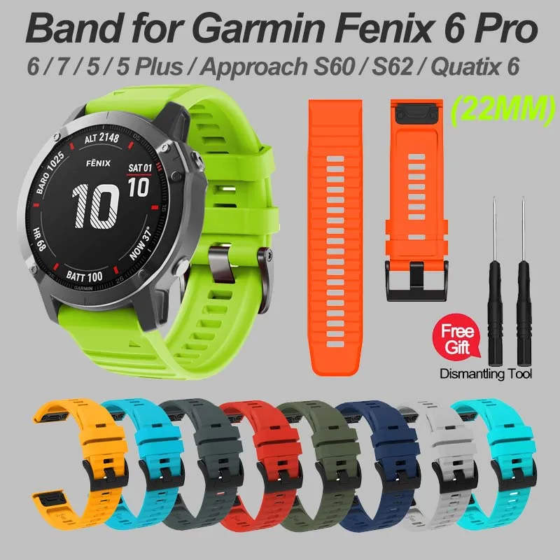 22mm 26mm Quick Fit Silicone Strap For Garmin Fenix 8/7/7X/6/6X Pro/5/5X Plus Replacement Watch Band For Garmin EPIX/Enduro 3