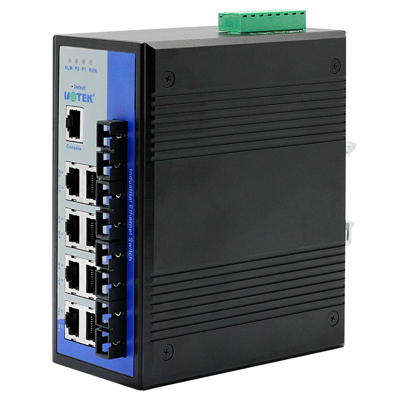 Switch Ethernet gestito industriale UOTEK 100M 12 porte con porta SC Switch Ethernet di alta qualità UT-62408F-8T4SC-BNF