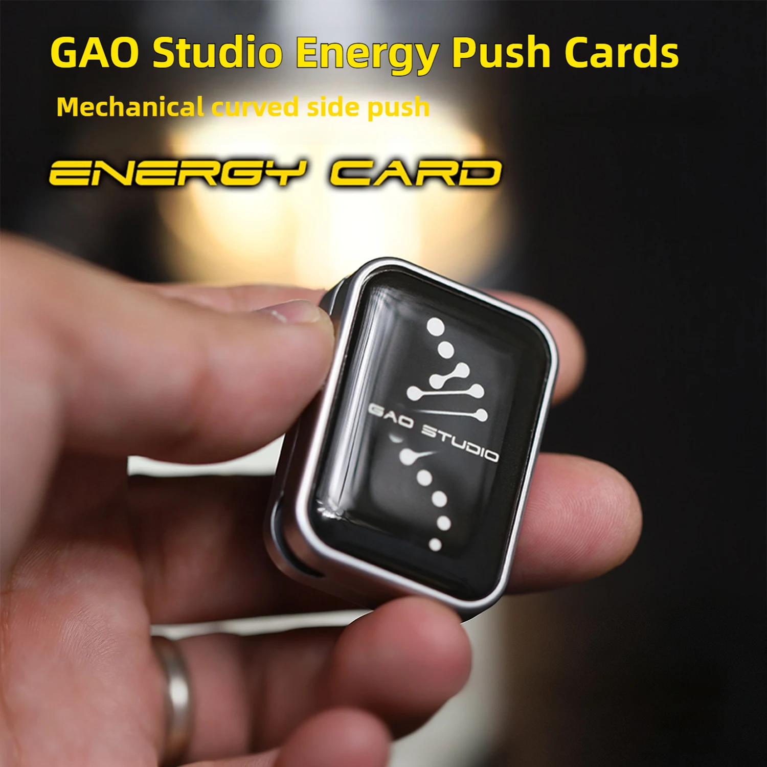 

GAO EDC Energy Card Mechanical Arc-Shaped Side-Push Metal Fingertip Push Card Fingertip Desktop Decompression Toy