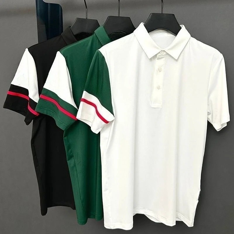 

Мужская футболка-поло для гольфа 2026 с цветными блоками, быстросохнущая, дышащая, с мультяшным принтом, спортивный топ, модная повседневная футболка для активного отдыха