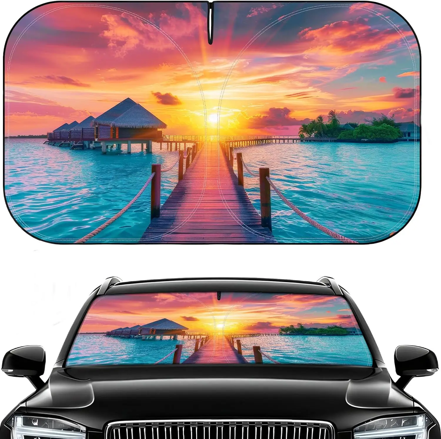 

Car Windshield Sun Shade - Foldable Car Sun Shade Windshield for Front Window, Reflector Sunshade Offers Ultimate Protection for