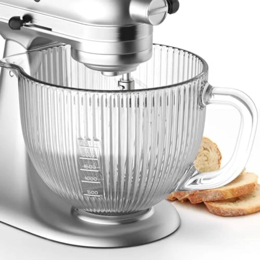 

Glass Mixer Bowl for Tilt-Head Stand Mixers 4.5-5 Quart 5 qt Mixing Bowl Replacement for Kitchen aid with Measurement Markings