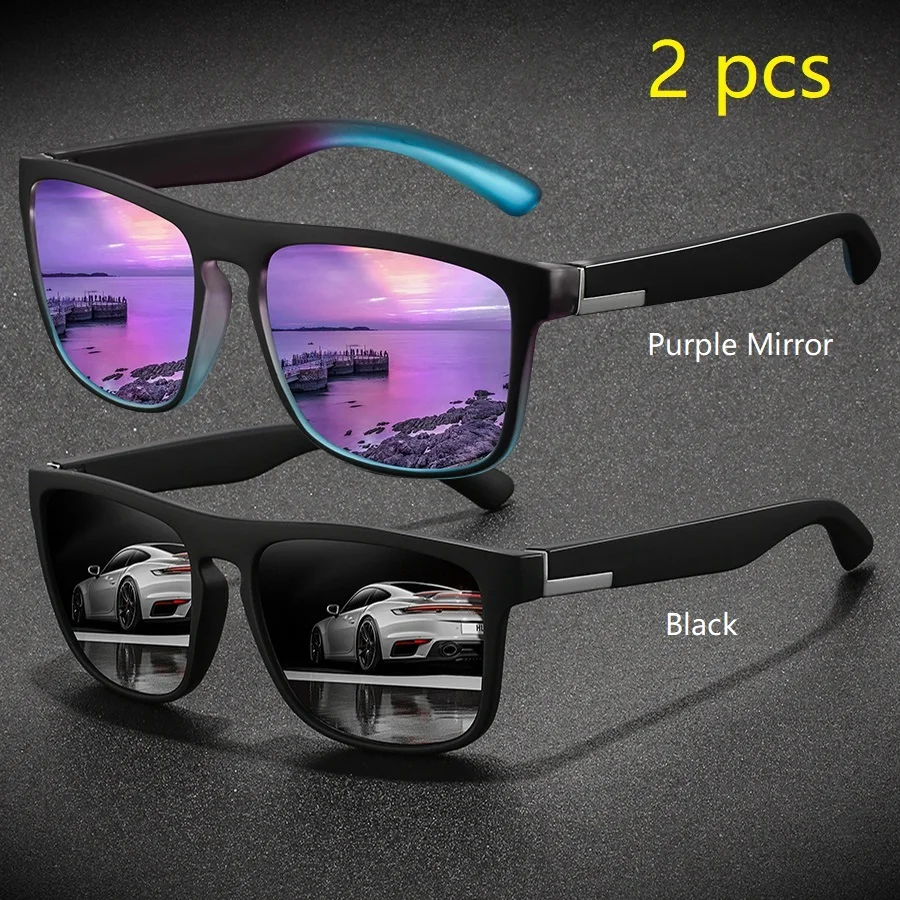 2-delige mode vintage vierkante sportzonnebril heren dames rijden vissen merk designer zonnebril retro man brillen UV400