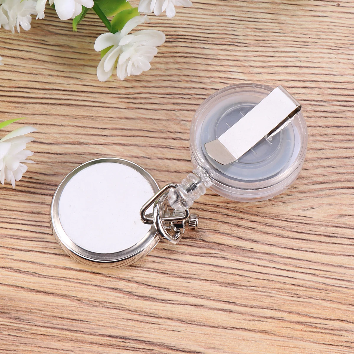 

1Pc Premium Material Nurses Pocket Watch Decorated Flower Shape Rhinestone Clip On Timepiece For Medical Staff