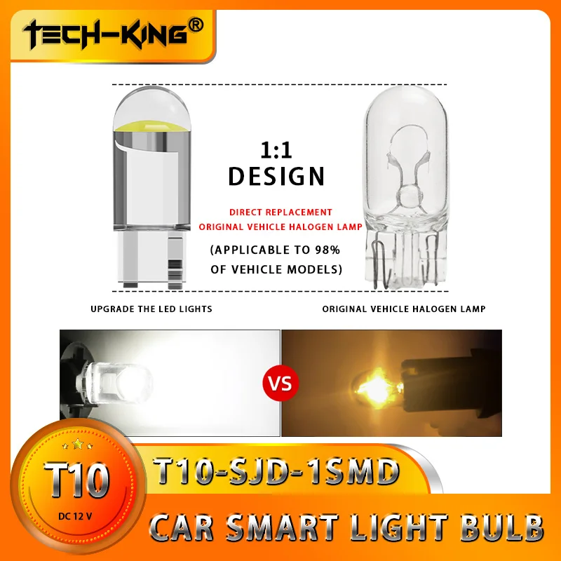 

1PCS 2PCS 10PCS 50PCS T10 LED W5W glass COB 7 colors optional reading lamp Dome wedge plate bulb 168 194 192 Trunk light
