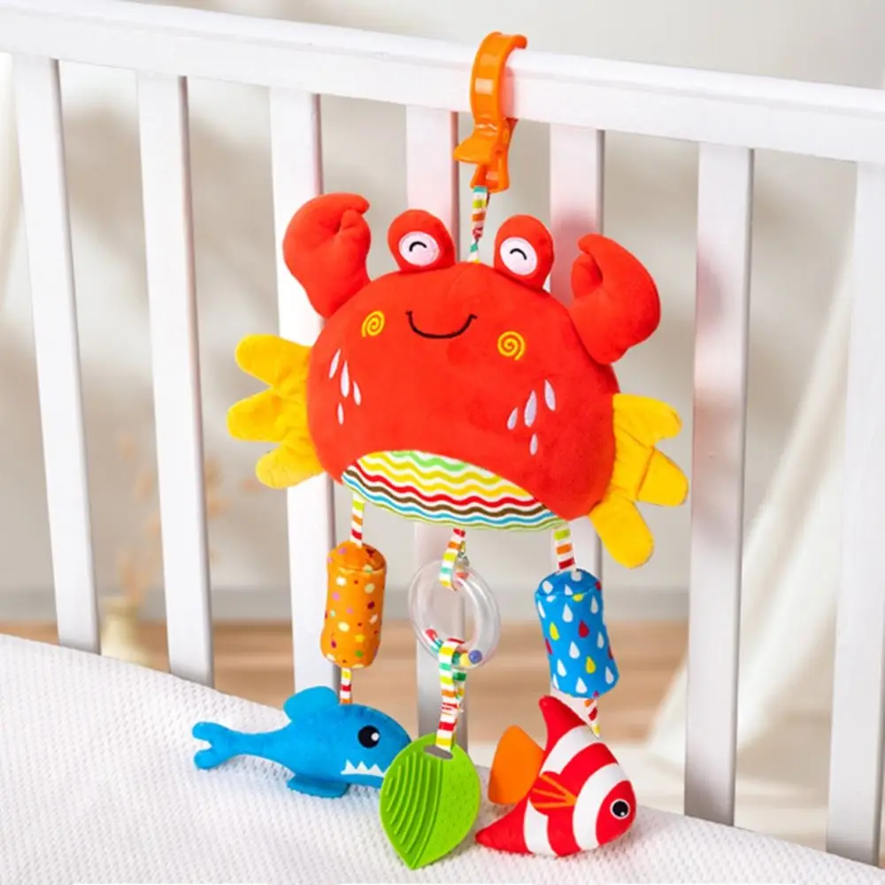 Design bonito chocalho do bebê sino agarrar capacidade de treinamento carrinho pendurado material animal de pelúcia infantil berço pingente cama pingente
