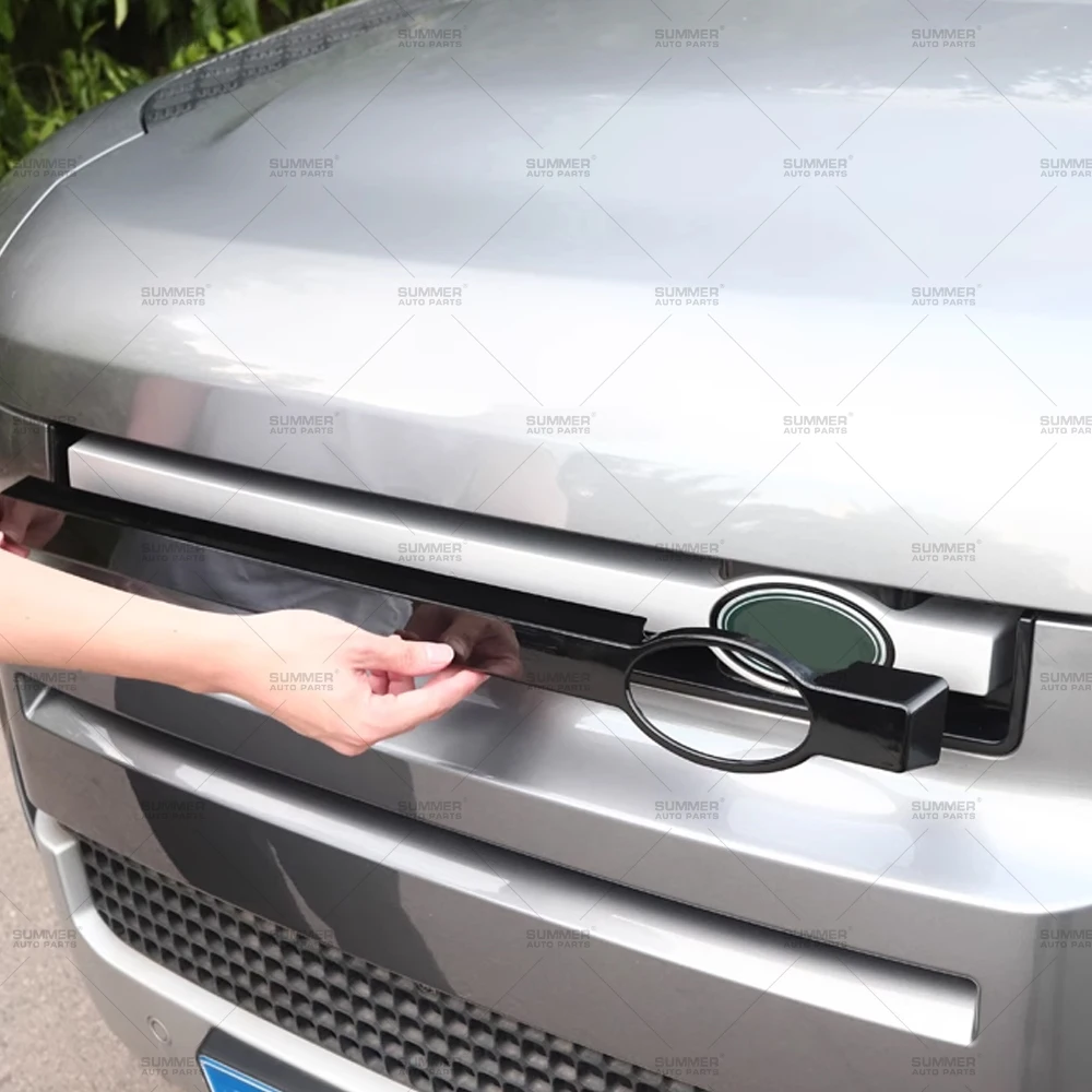 Sommer Auto Teile Auto Außen Zubehör Glänzend Schwarz Abs Front Grille Streifen Abdeckung für Land Rover Defender 90/110 L663 Teile