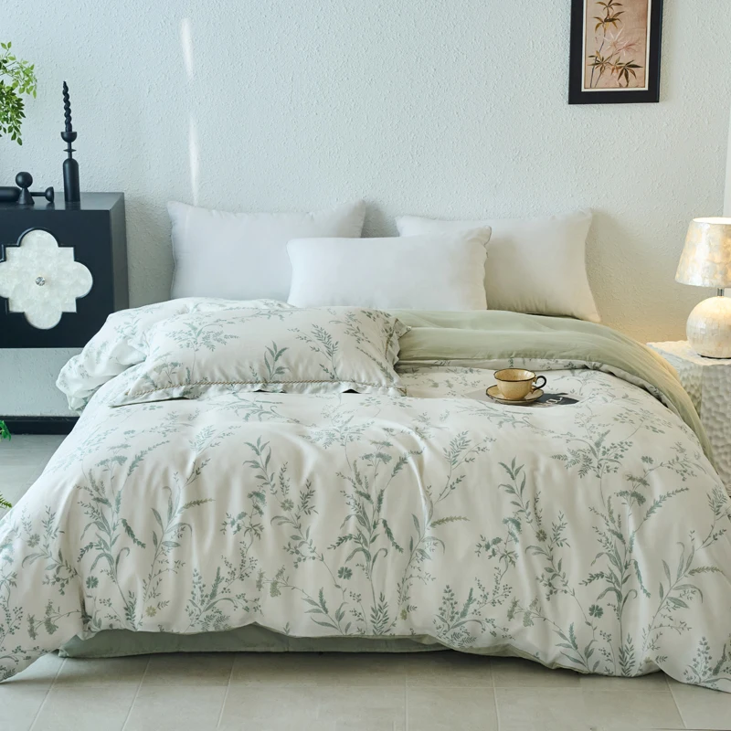 100% Lyocell Tencel Dekbedovertrek 1 stuk Bloemenprint Met Rits Schoonheid Bloemenprint Dekbedovertrek Kingsize Dekenhoes