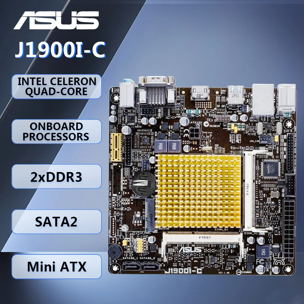 

ASUS J1900I-C Mini ITX Motherboard Intel Celeron Quad-Core J1900 SoC onboard Processors DDR3 SATA2 HDMI VGA
