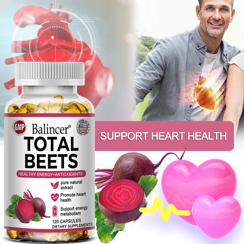 

Organic Beet Root Capsules - Blood Pressure Support, Heart Health, Improves Circulation, Blood Flow Supplement, Non-GMO