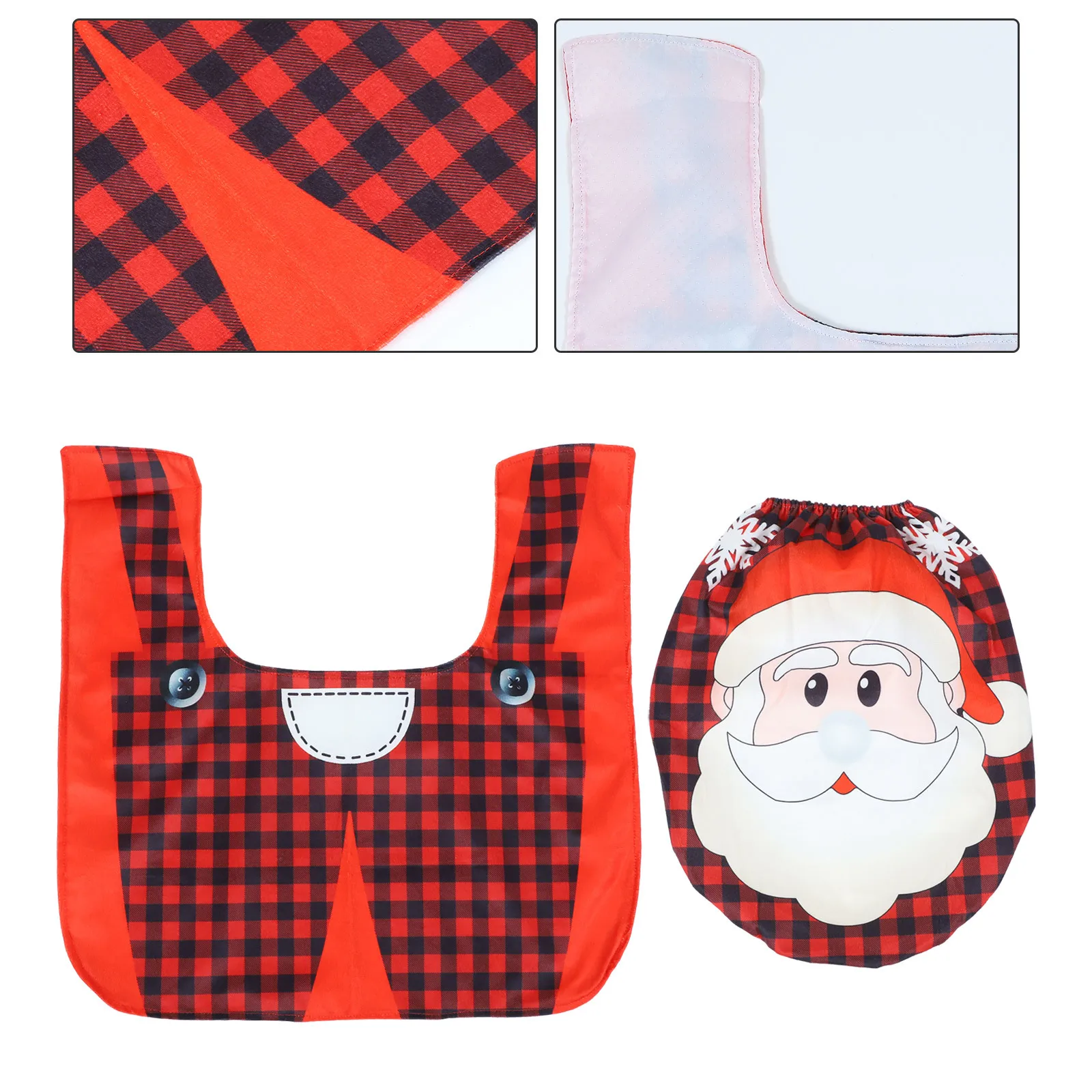 

1Set Toilet Cover Pads Non-Woven Material Xmas Toilet Rug Anti-Skid Floor Mat Bathroom Seat Lid Protector Xmas Design