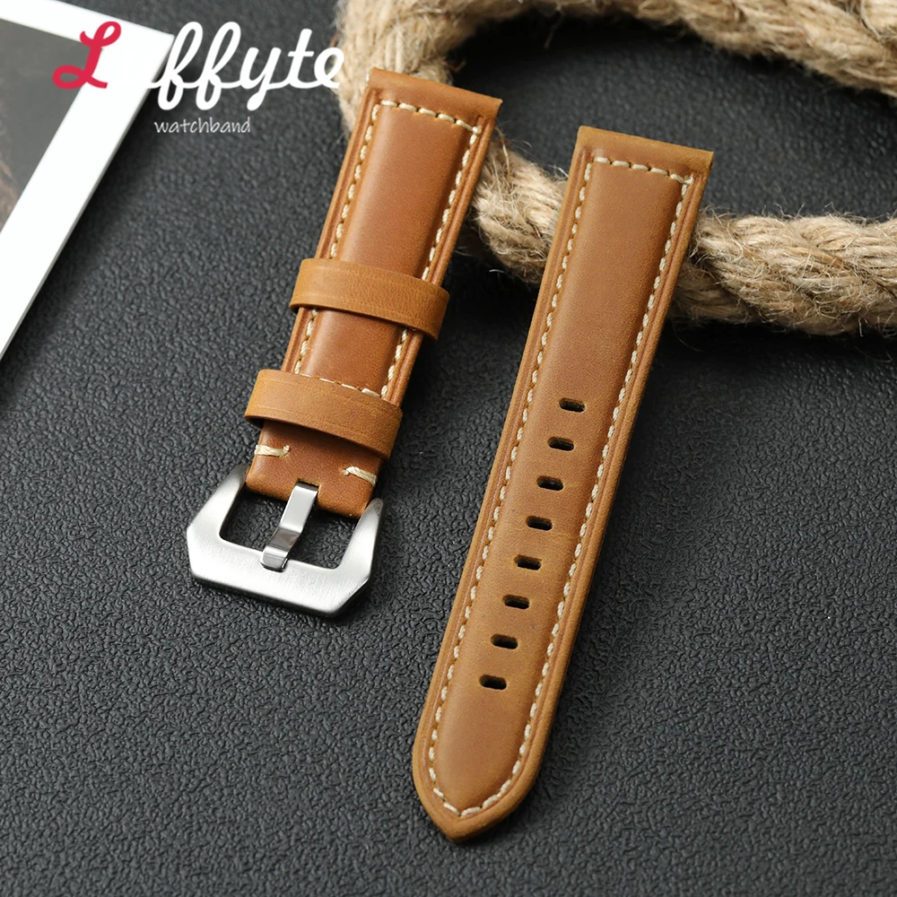 Crazy Horse Leder-Uhrenarmband 20mm 22mm 24mm 26mm Herren Retro Echtes Rindsleder Ersatzband Klassisches Armband für Uhren