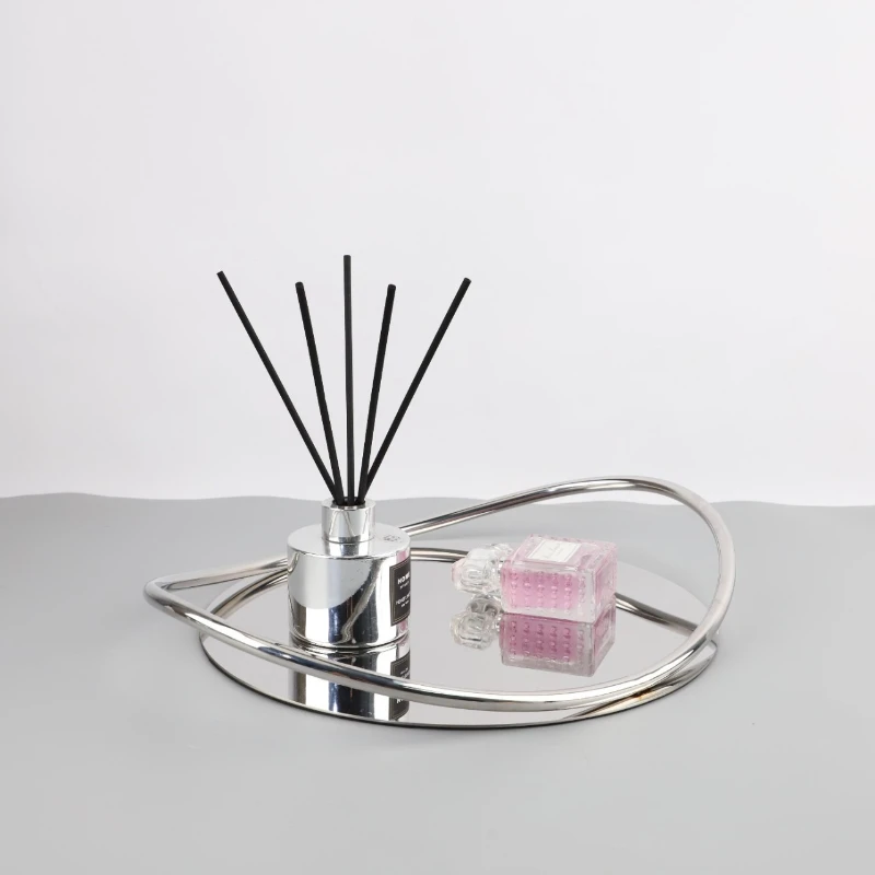 Creative stainless steel wood mirror aromatherapy decorative tray ornament entrance bedroom cloakroom home accessories