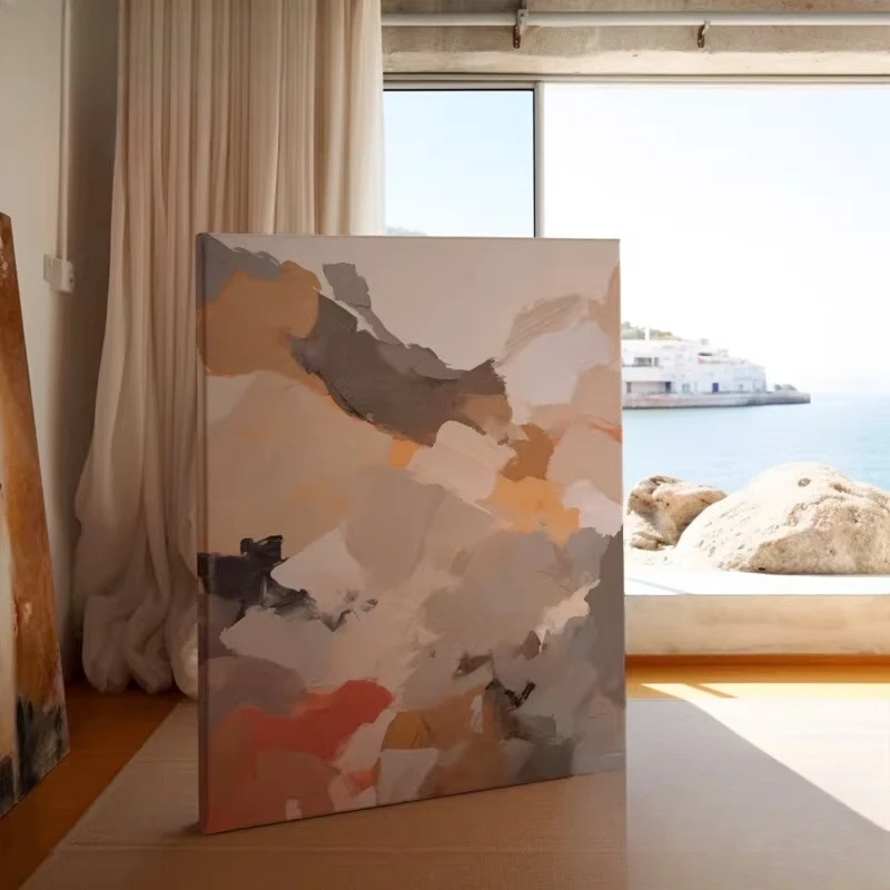 Hand painted, modern minimalist living room abstract floor painting texture oil painting