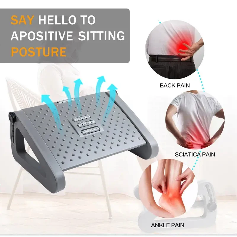 Portable Adjustable Foot Rest, Under Desk Foot Stool for Home Office, Ergonomic Support for Desk Work, Relaxing Foot Comfort image 4