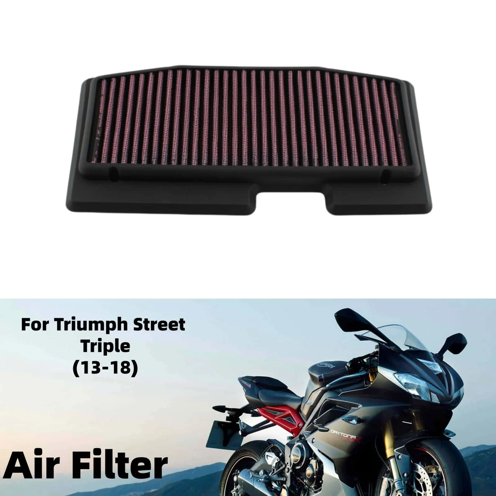 Motorcycle High Intake Cleaner Air Filter Moto Accessorie For Triumph Daytona 675 675R ABS Street Triple 2013-2018 Edition