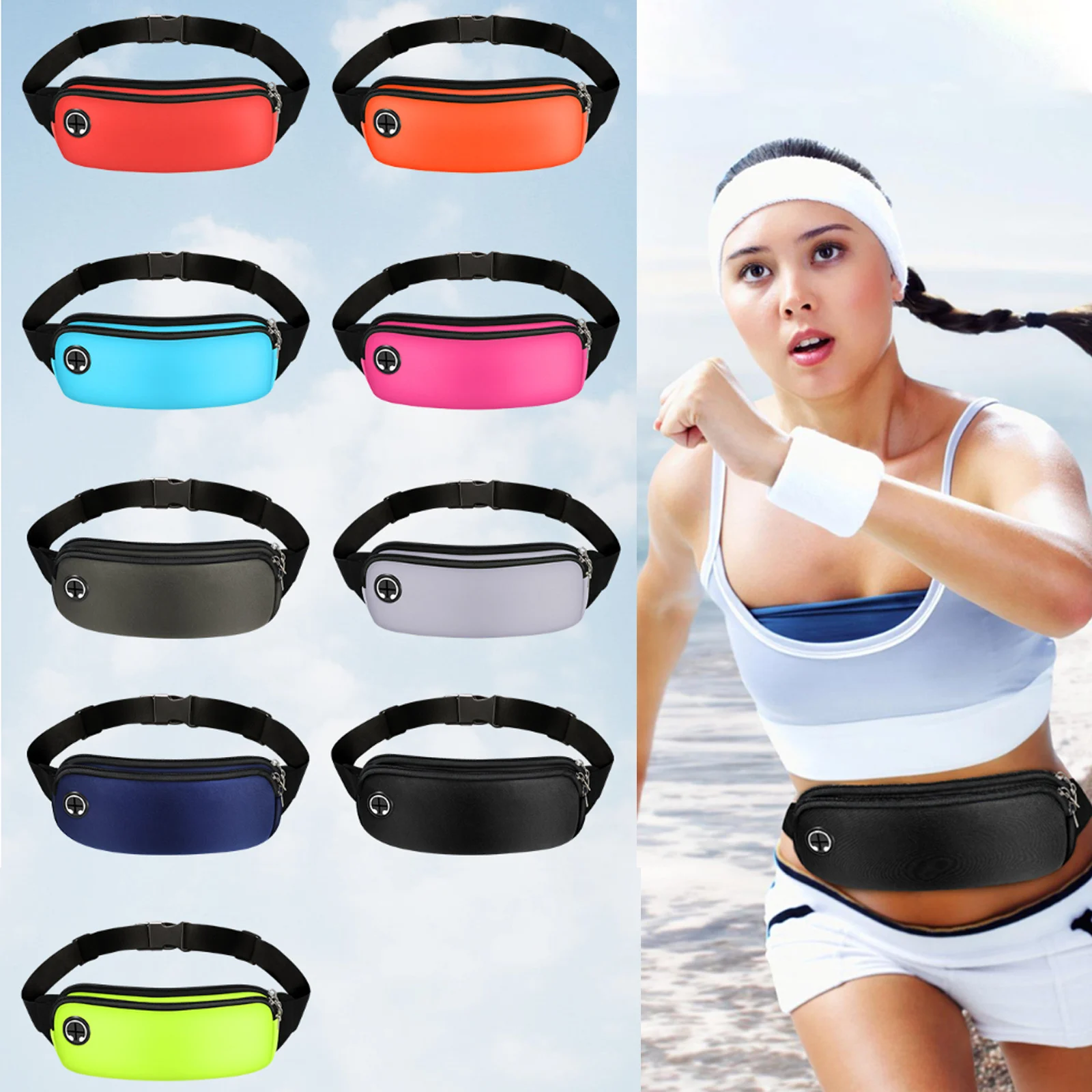 Sports Fanny Pack Women Running Waist Bag Waterproof Men Belt Pouch Mobile Phone Case Anti-theft Pocket Gym Cycling Accessories