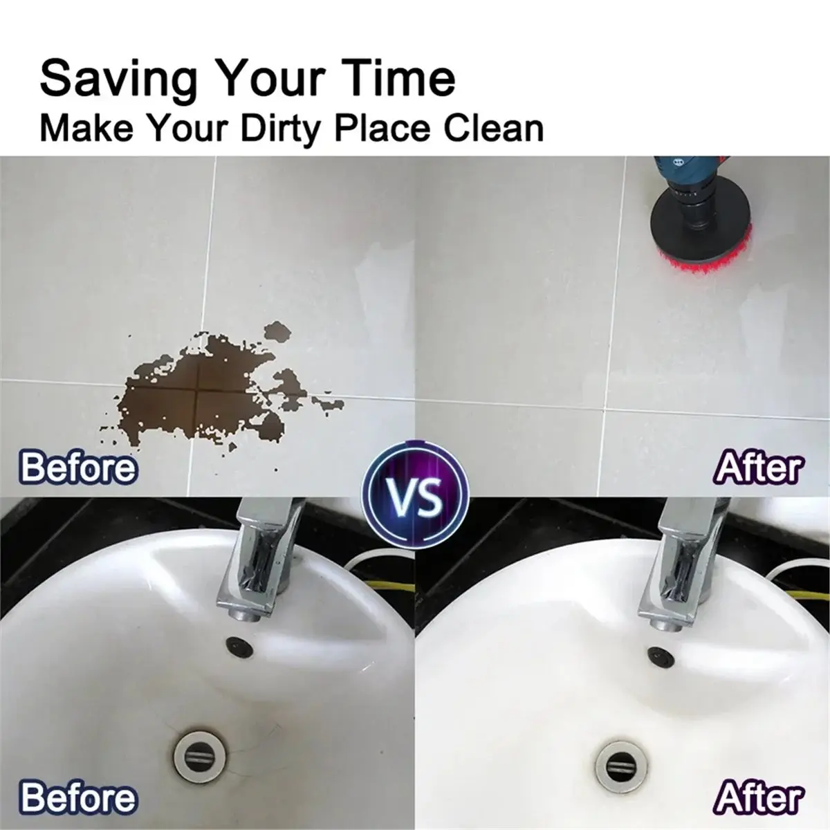【50% OFF】2/3.5/4'' Electric Scrubber Brush for Cleaning Bathroom Bathtub Cleaning Brush Scrub Drill Cleaning Tools
