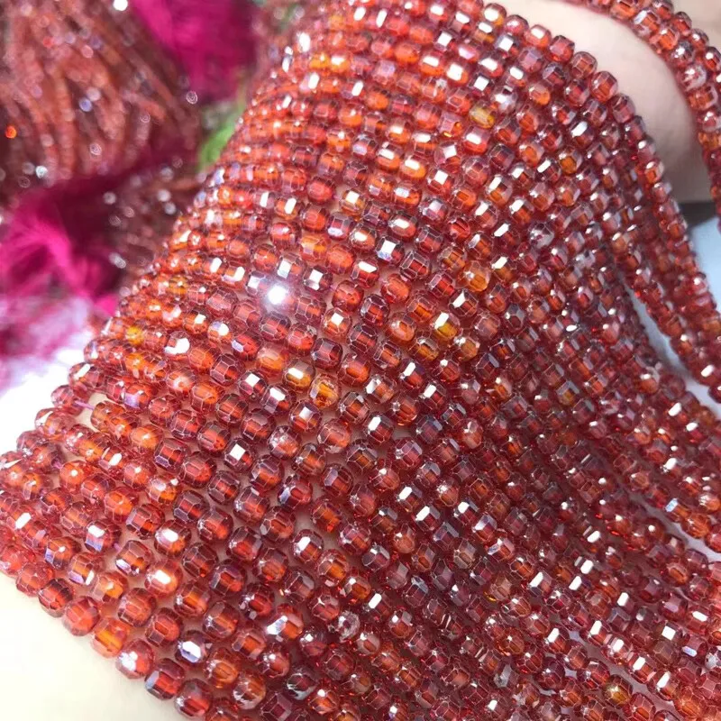 orange red Zircon square faceted 4.5mm  38cm for DIY jewelry making  loose beads  FPPJ wholesale beads nature gemstone