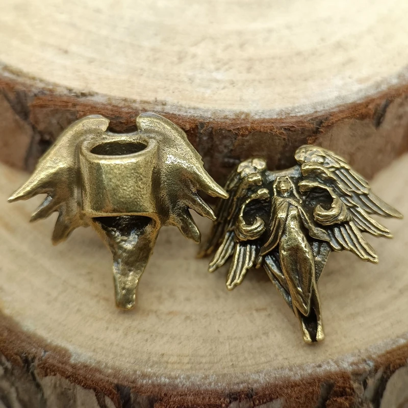 Six Winged Angel Seraph Brass Knife Beads EDC DIY Paracord Woven Bracelets Lanyard Pendants Accessories Outdoor Tool Hangings
