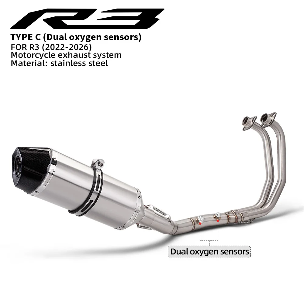 

Full Exhaust System pipe front middle pipe With 2 oxygen sensors slip on for YZF MT03 R25 R3