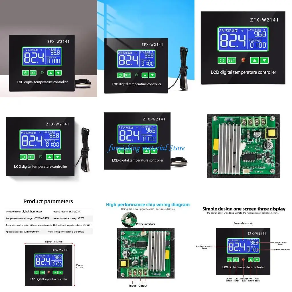 

Y5GD Digital Temperature Controller Thermostat Controller -67℉ to 248℉ Programmable Electronic Thermostat Control Module