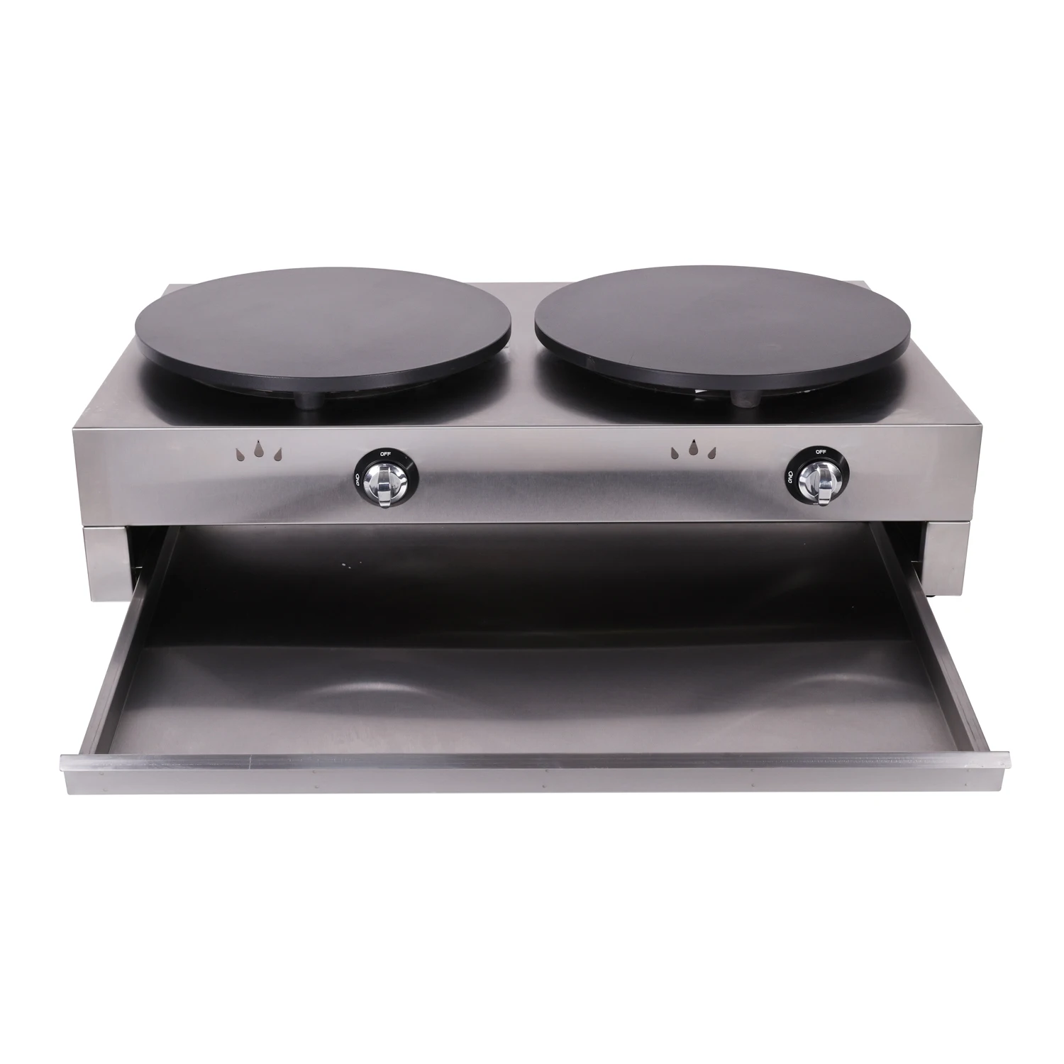 Máquina de lanche crepe maker máquina de bolo de crepe a gás comercial crepe crujiente fabricante duplo