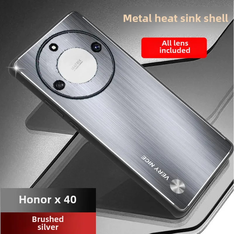 

Honor X40 Phone Case Full Metal Lace Protective Cover Anti-fall Silicone Heat Dissipation Simple Design For Men Women