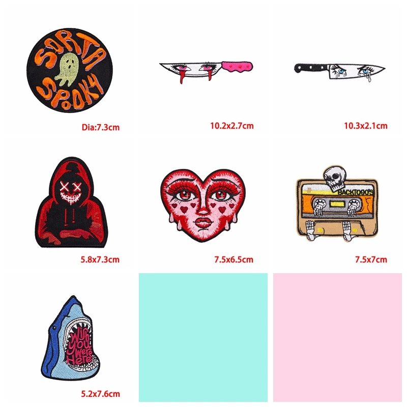 5PCS/lots Punk Embroidery Patch DIY Cartoon Outdoor Mushroom Iron On Patches For Clothing Thermoadhesive Patch On Clothes Decor
