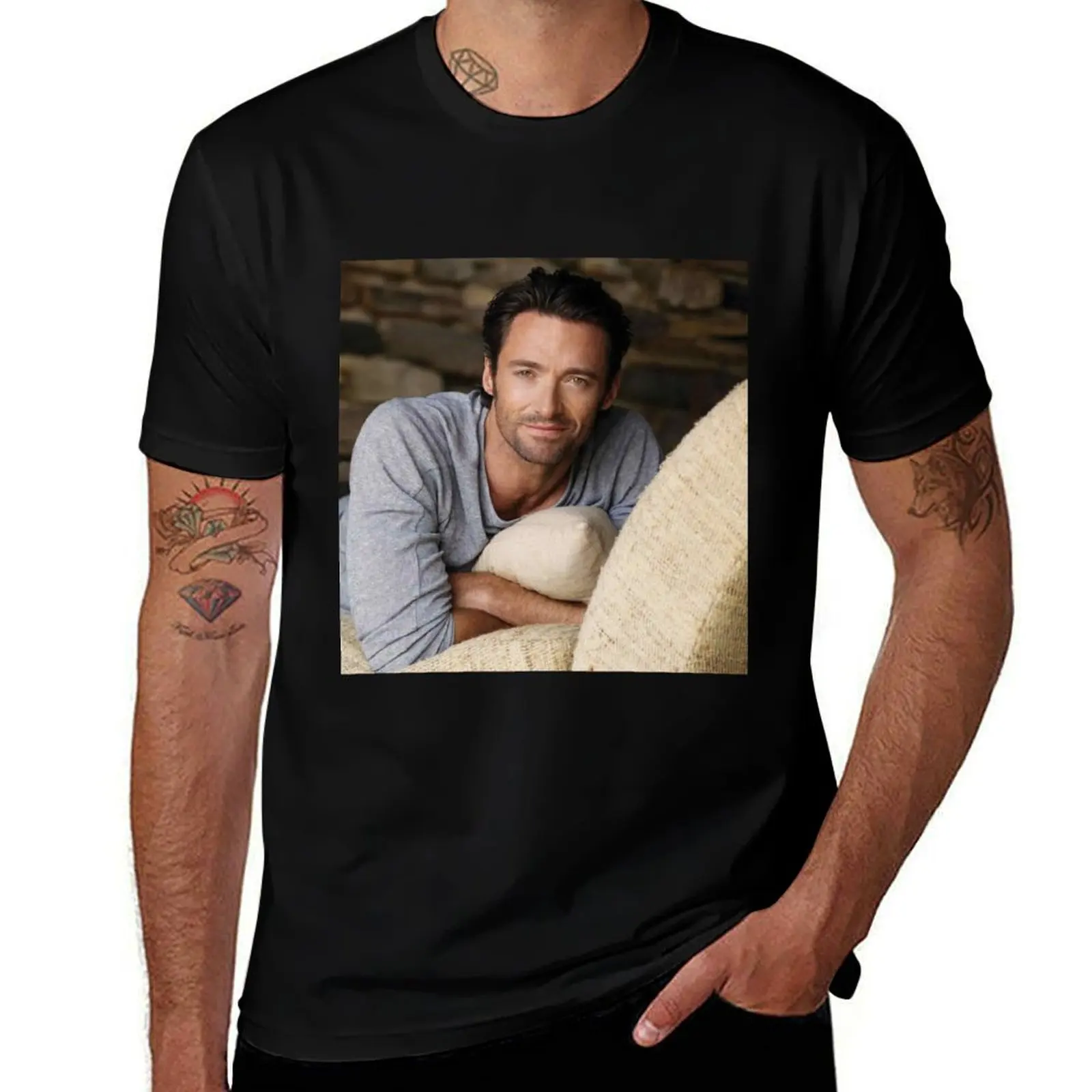 Hugh Jackman T-Shirt Heavy Duty Casual Work Tee T-Shirt