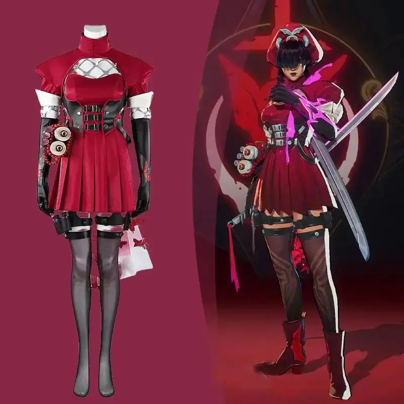

Game Psylocke Cosplay Blood Kariudo Skin Costume Sexy Women Red Dress Suit Battle Uniform Halloween Carnival Party Outfits
