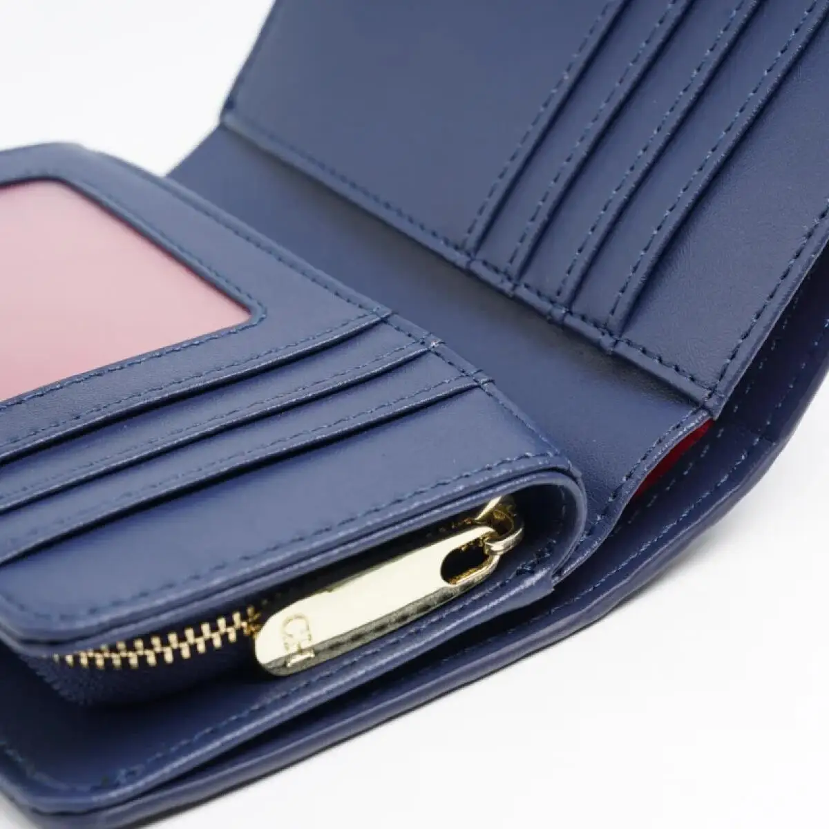 Blue Wallet Solid Color Luxury Brand Letter Print Style Women's Card Holder Sophisticated Simple Women's Stylish Short Wallet