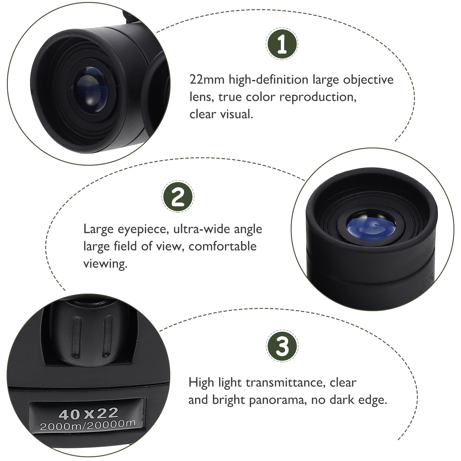 

22Mm High-Definition Large Objective Lens 40X Magnification Waterproof Fog-Proof -Wide Angle Professional Powerful