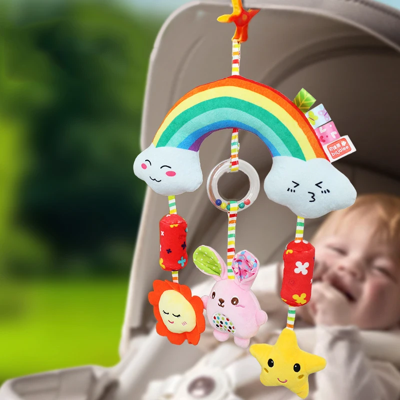 Carrinho de vento para bebês, acessório de suspensão, chocalho, brinquedo, sino de cama, assento de segurança, acessórios de suspensão para bebês de 0 a 1 ano de idade