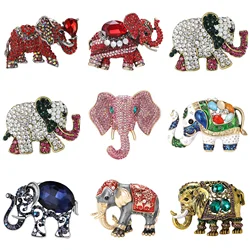 Luxury Rhinestone Elephant Brooches for Women Unisex Enamel Animal Pins Office Party Friend Fashion Gifts Jewelry Accessories