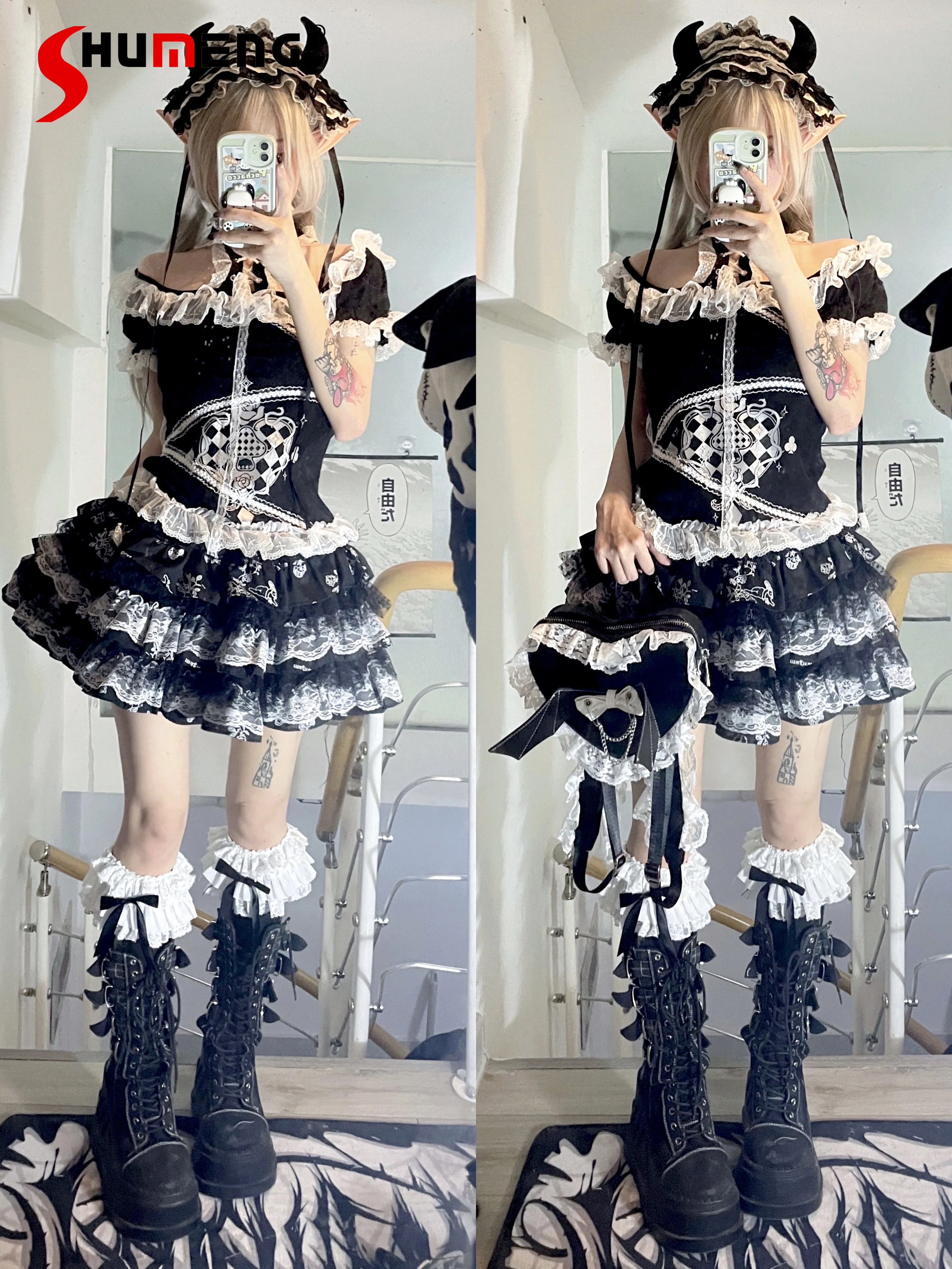 Y2k sous-culture noir licou épaules dénudées T-shirt t-shirts filles chaudes gothique Punk Mine cravate haut ajusté femmes été Cos vêtements