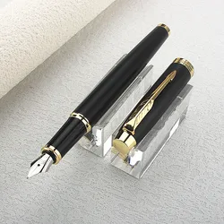 Luxury Gold Classic Style Silver Clip Metal Fountain Pen 0.5mm Nib Steel Ink Pens for Gift Office Supplies School Supplies
