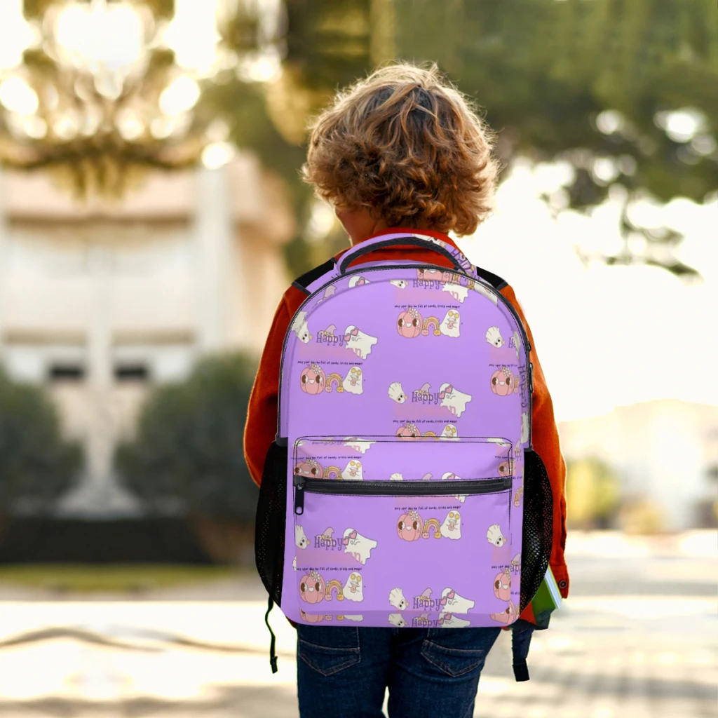 Nuovo zaino alla moda con stampa borsa da scuola modello T-shirtPattern Halloween per bambini 17 pollici