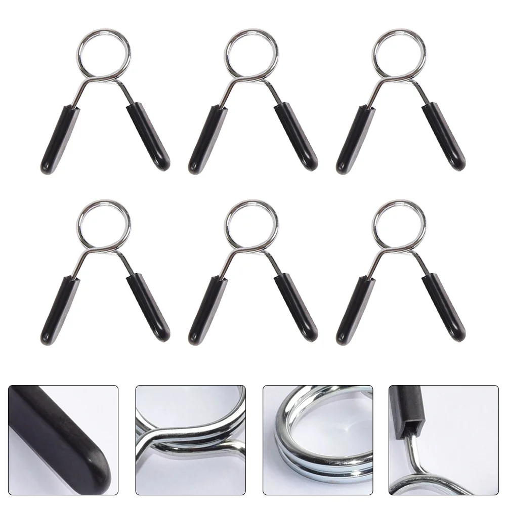 

6 Pcs Barbell Buckle Dumbells Spring Clip Weight Clamp Fitness Dumbbell Stainless Steel Plastic Sports