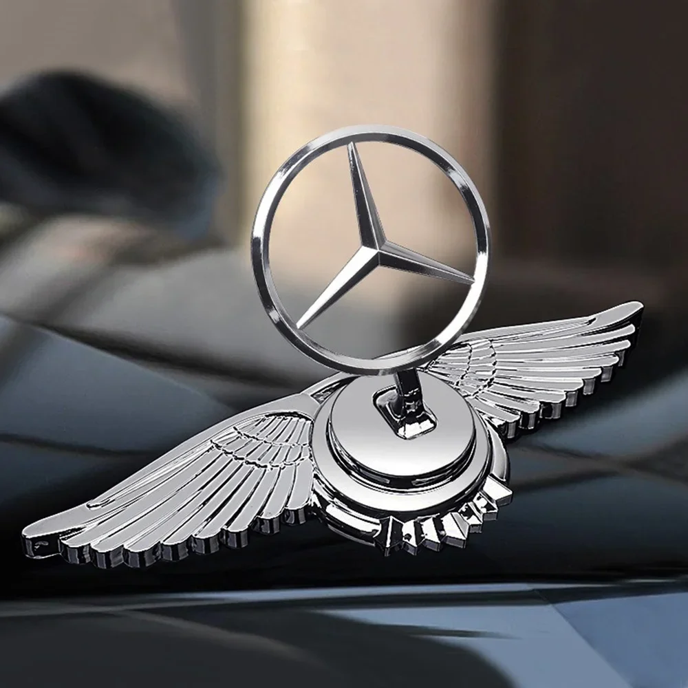 1Pcs Car Front Bonnet Emblem Logo Stickers Zinc Alloy Decorate Badge For Mercedes Benz C200 E300 E260 S450 S350 Auto Accessories