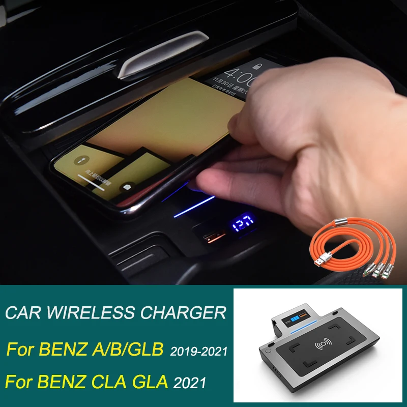 For Mercedes Benz W177 W247 X247GLB A B CLA GLA 2019 2020 Wireless Charging Phone PD Type-c USB Fast Charging plate accessories