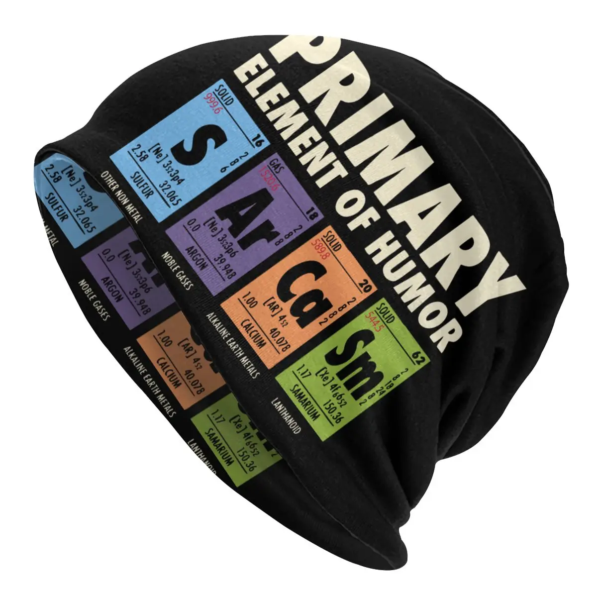 S Ar Ca Sm Science Periodic Table of Humor Cap Fashion Street Skullies Beanies Hat Unisex Spring Dual-use Bonnet Knit Hat