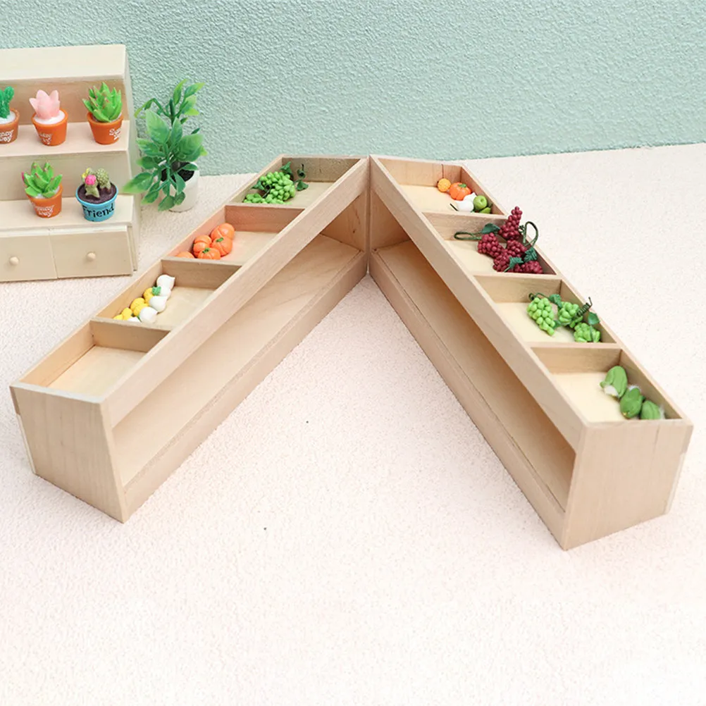 

Wooden Furniture Decor Miniature Vegetable Stand Lifelike Mini House Layout Decoration Gift Mini House Accessory