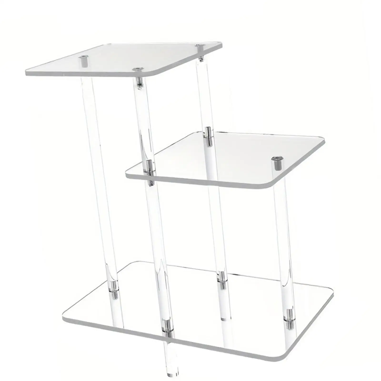 Modern Clear Acrylic Side Table Space Saving Nightstand Auxiliary Table for Bedroom Study Room Living Room Home Furniture