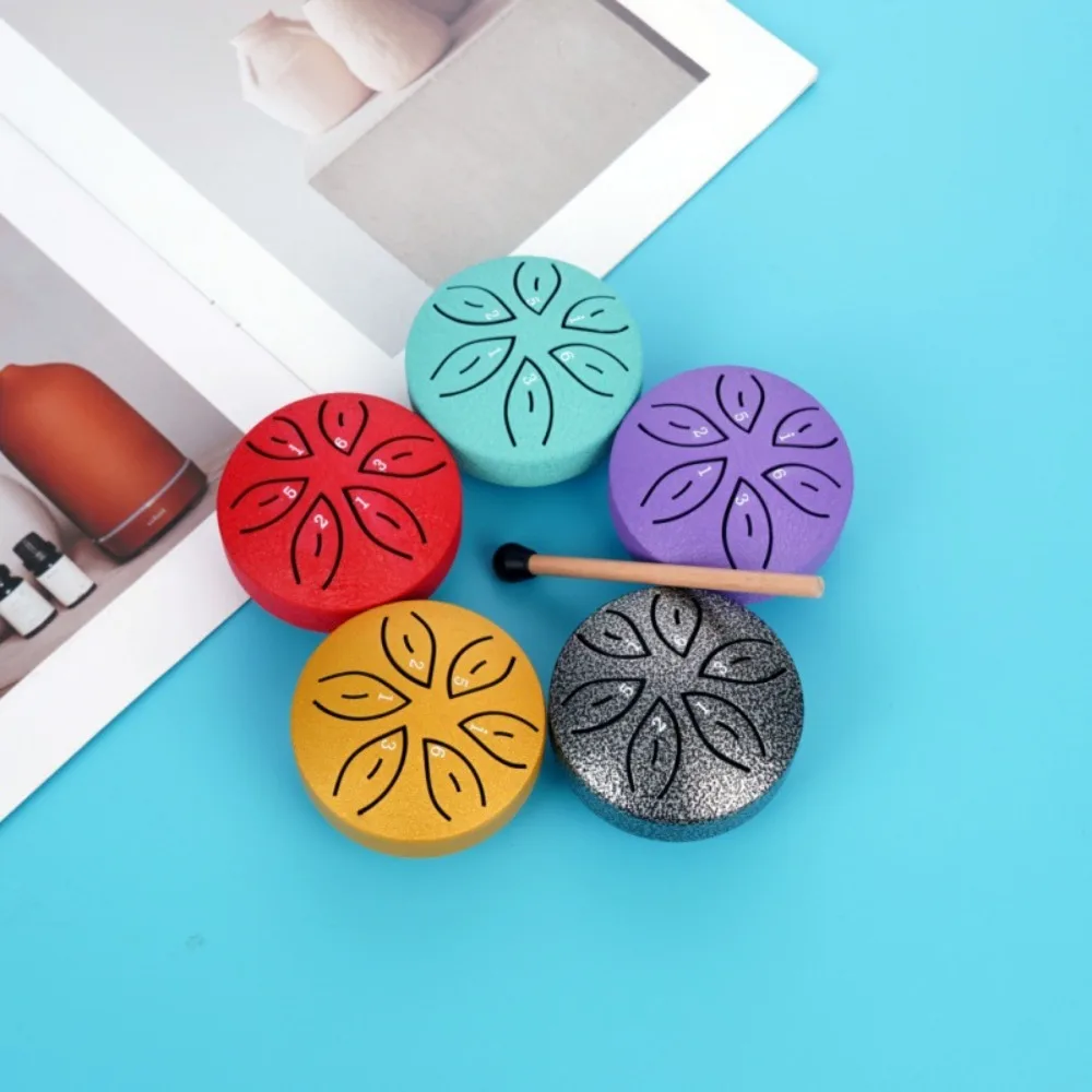 

Creative 3 Inches 6 Tones Steel Tongue Drum Colorful Hand Drum Mini Hand Pan Drums Classical Instrument Rain Drum