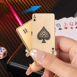 Slim Poker Keychain Red Fire Inflatable Lighter Metal Windproof Direct Charge Gift Lighter Wholesale Smoking Accessories