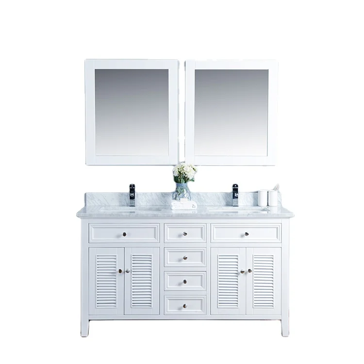 Modern Traditional Double Sink Bathroom Vanity with Corner Cabinet for Hotel Use