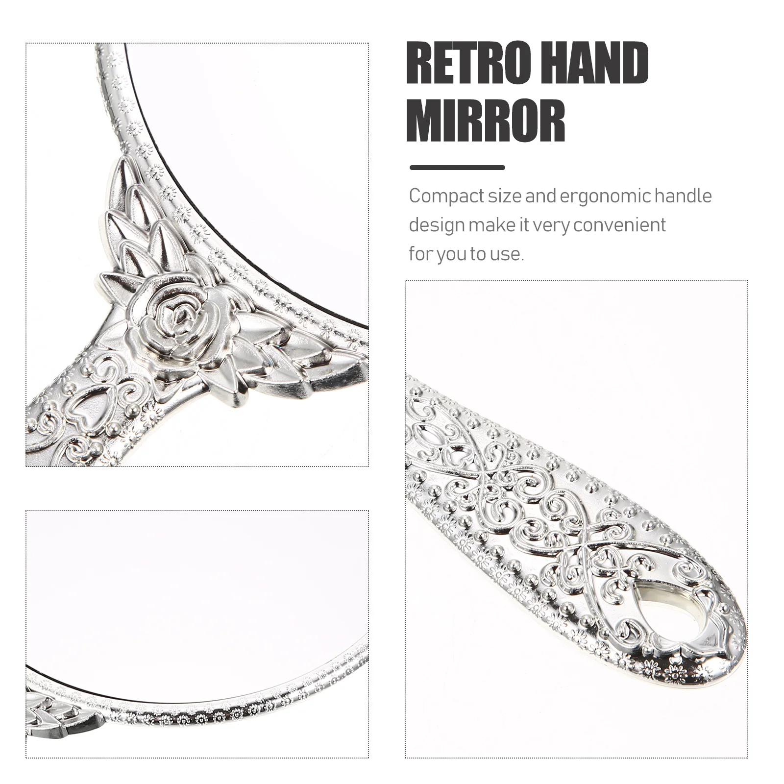

Vintage Handheld Mirror Exquisite Decorative Gift for Women Portable Lightweight Easy to Carry Retro Hand Mirror
